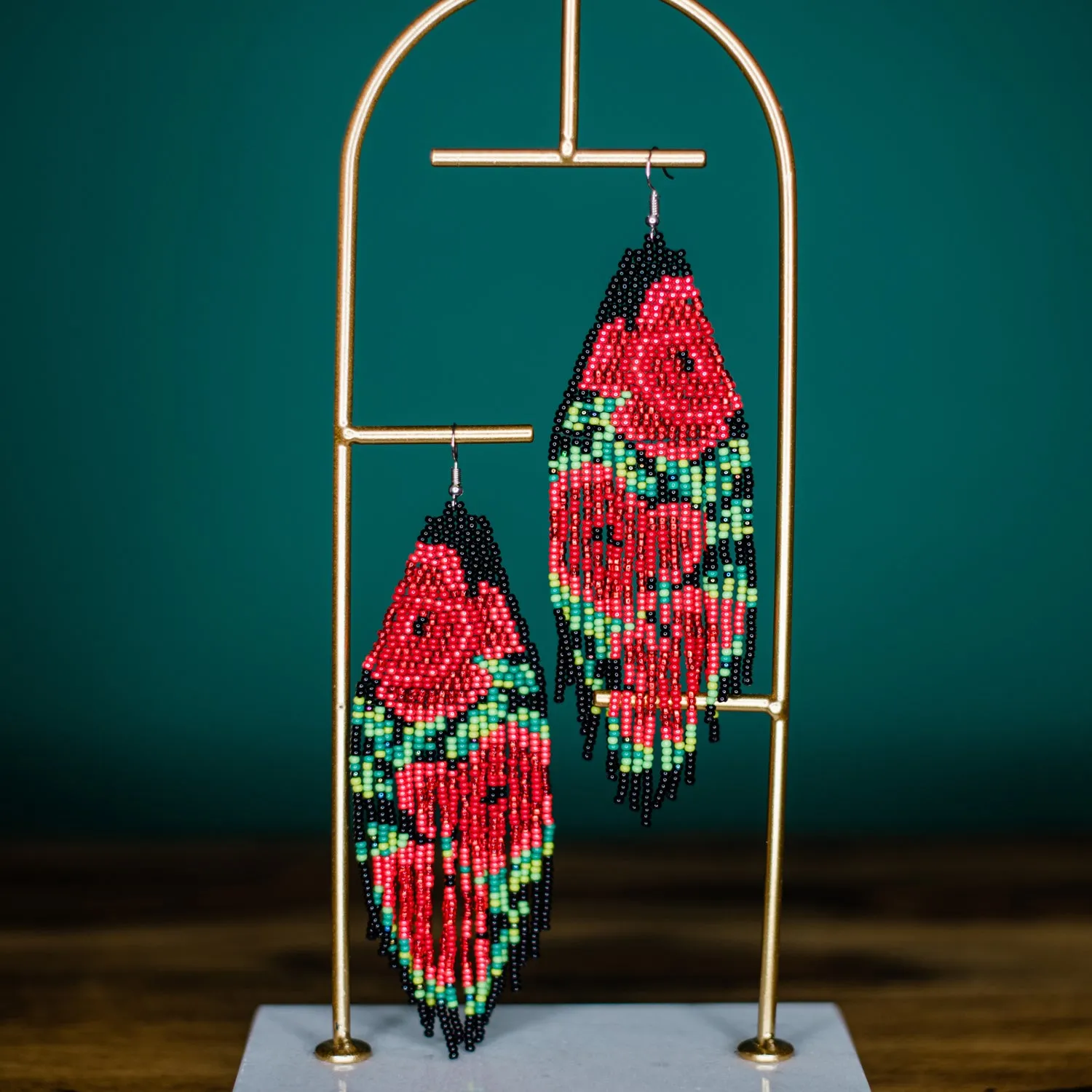 Beaded Rose Earrings