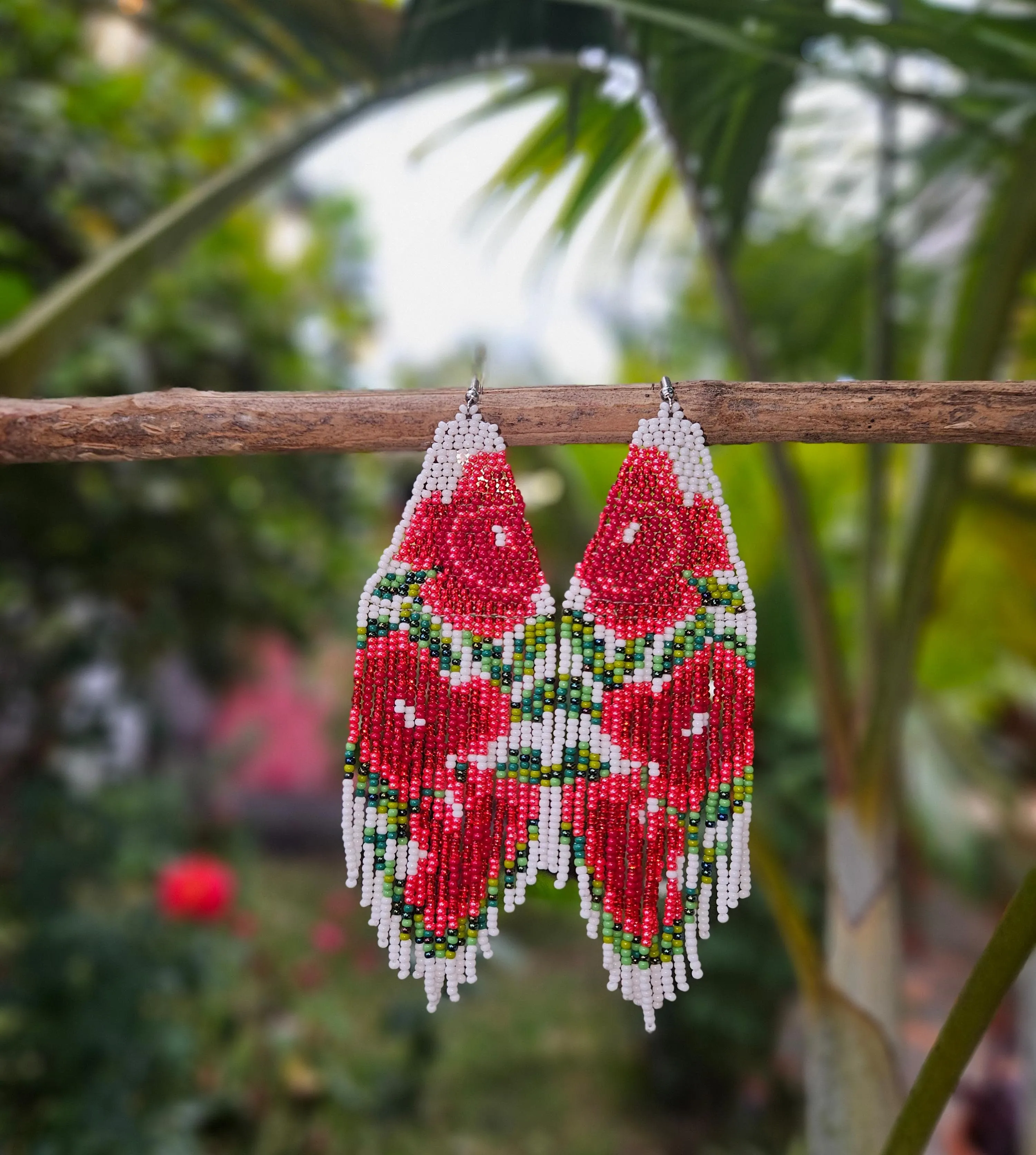 Beaded Rose Earrings