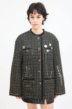 Black & Gold Tweed Slouch Jacket