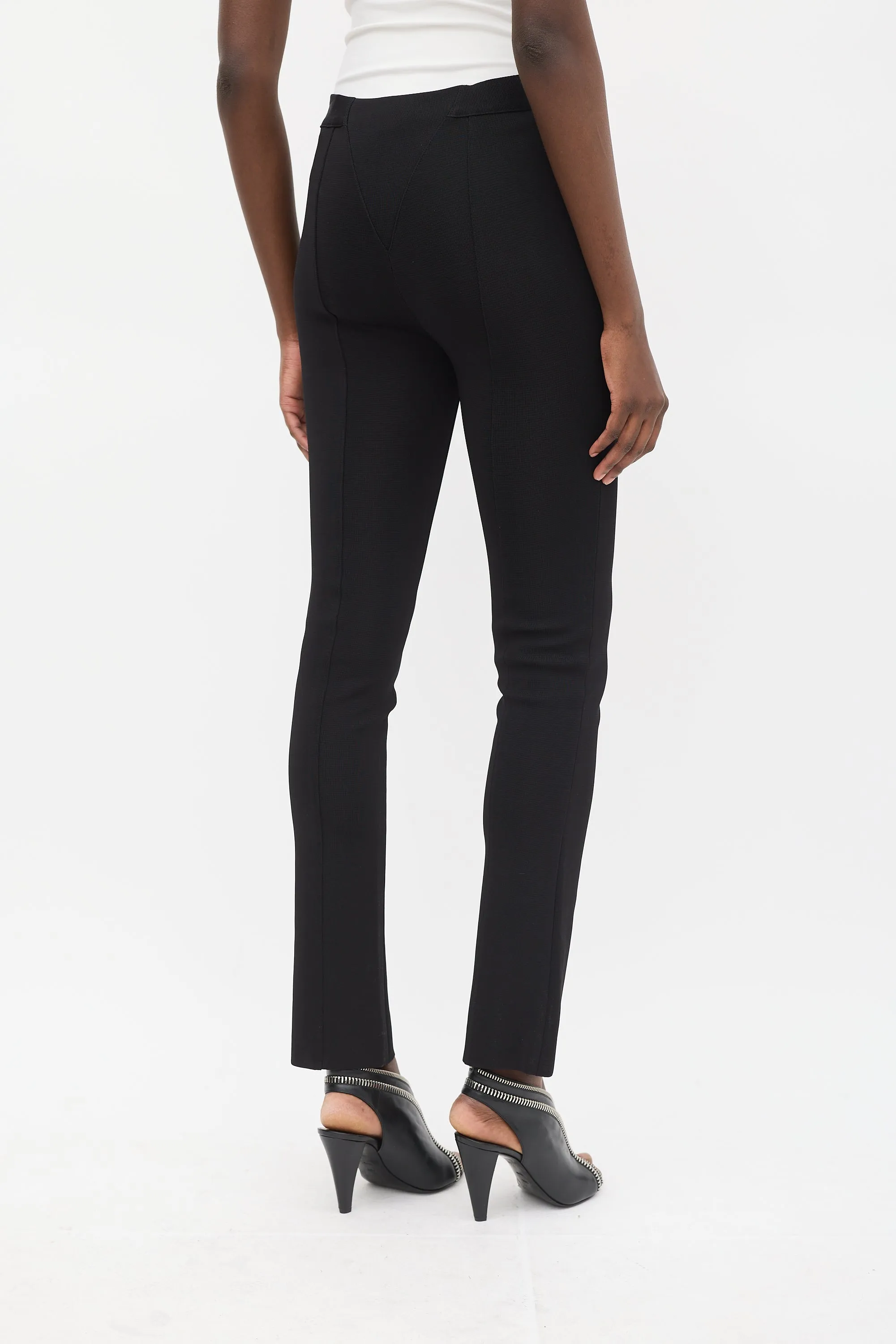Black Button Up Pintuck Slim Trouser