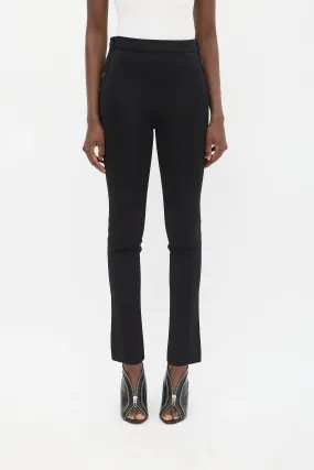 Black Button Up Pintuck Slim Trouser