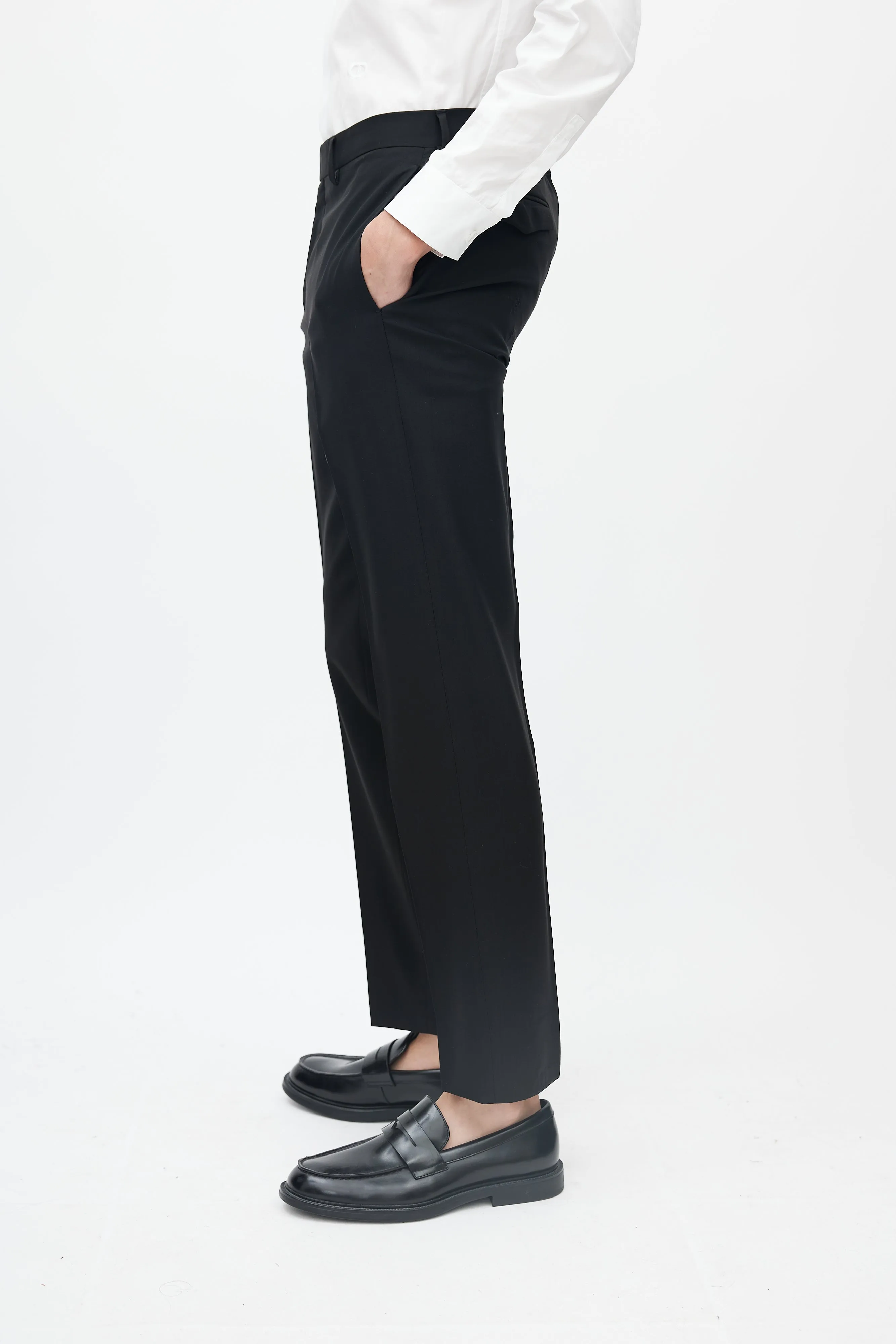Black Wool Slim Cut Trousers
