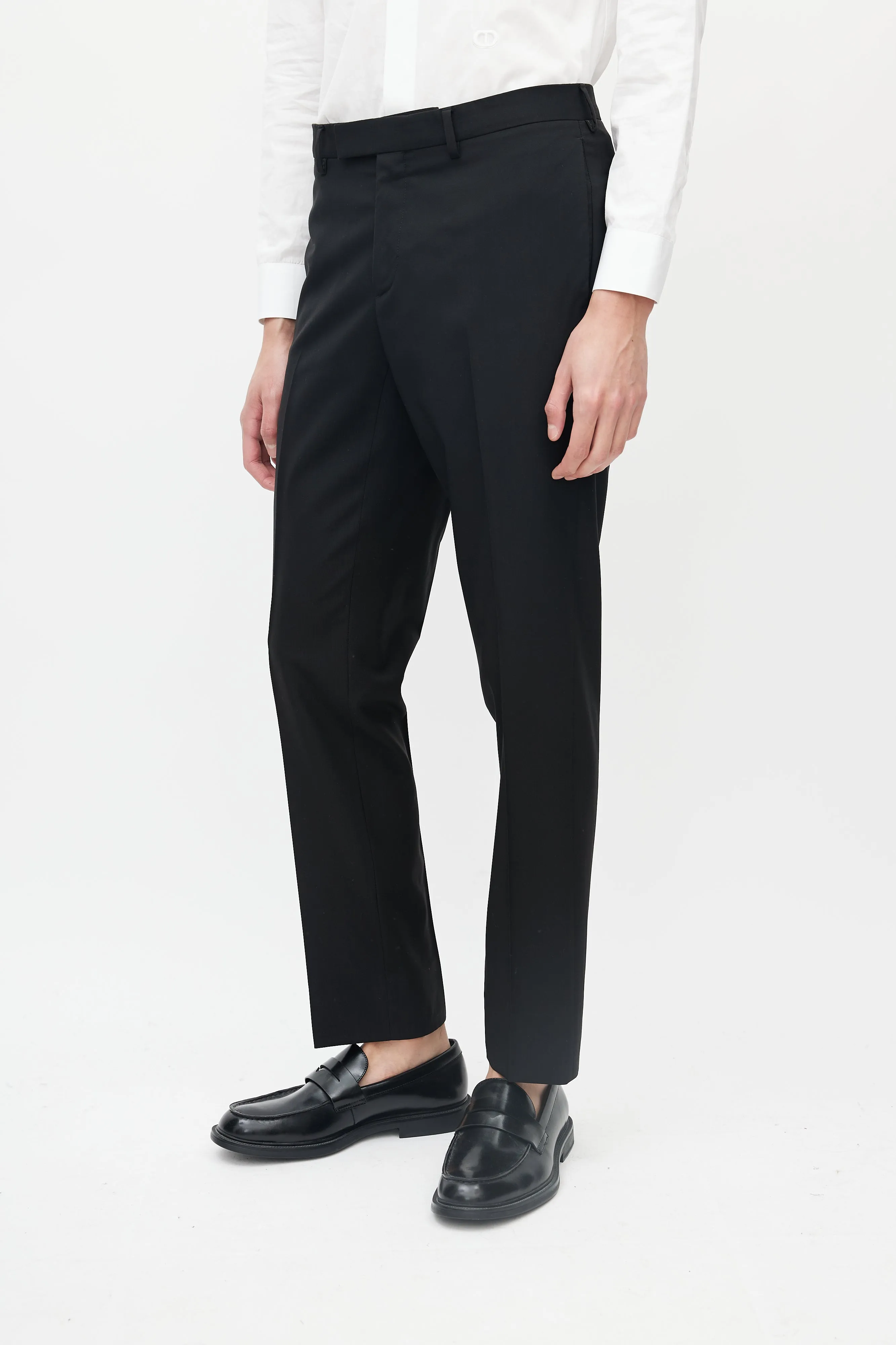 Black Wool Slim Cut Trousers