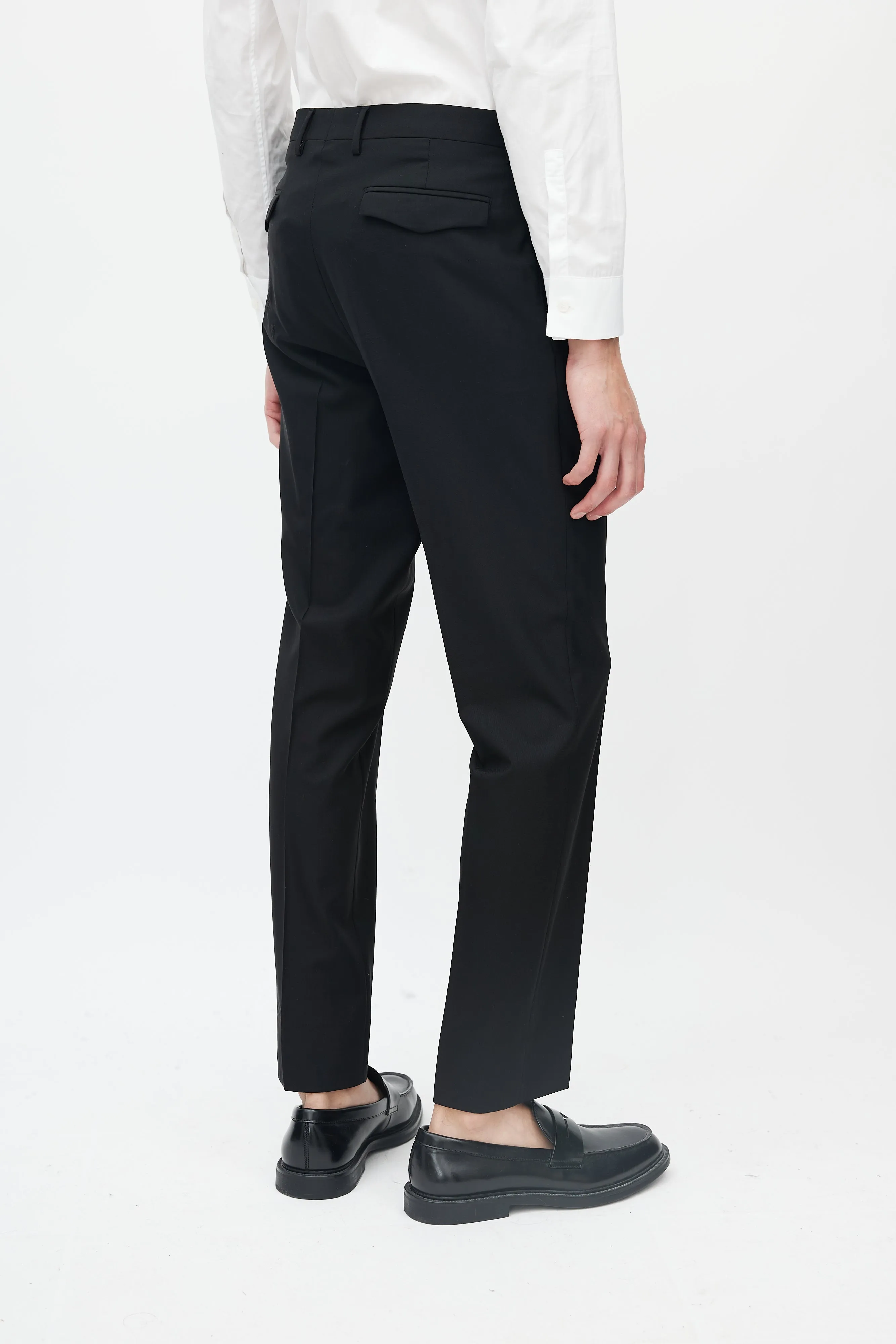 Black Wool Slim Cut Trousers