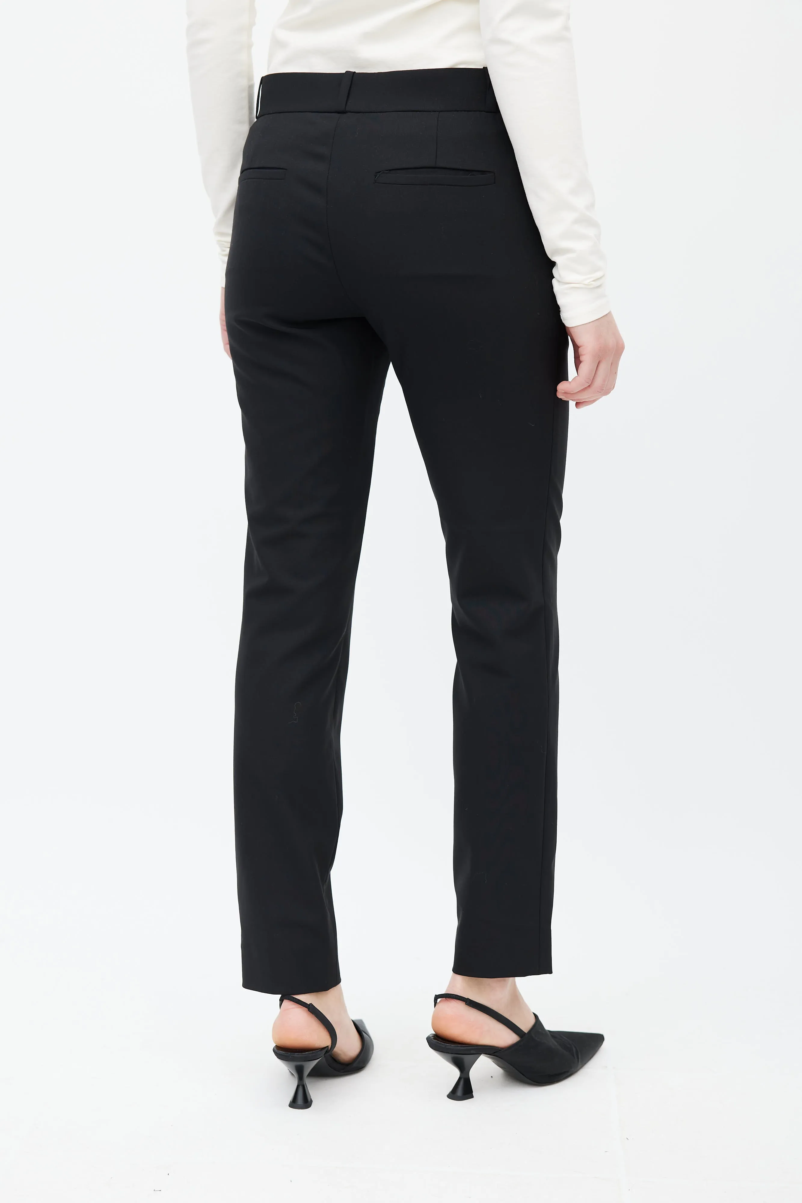Black Wool Slim Trouser