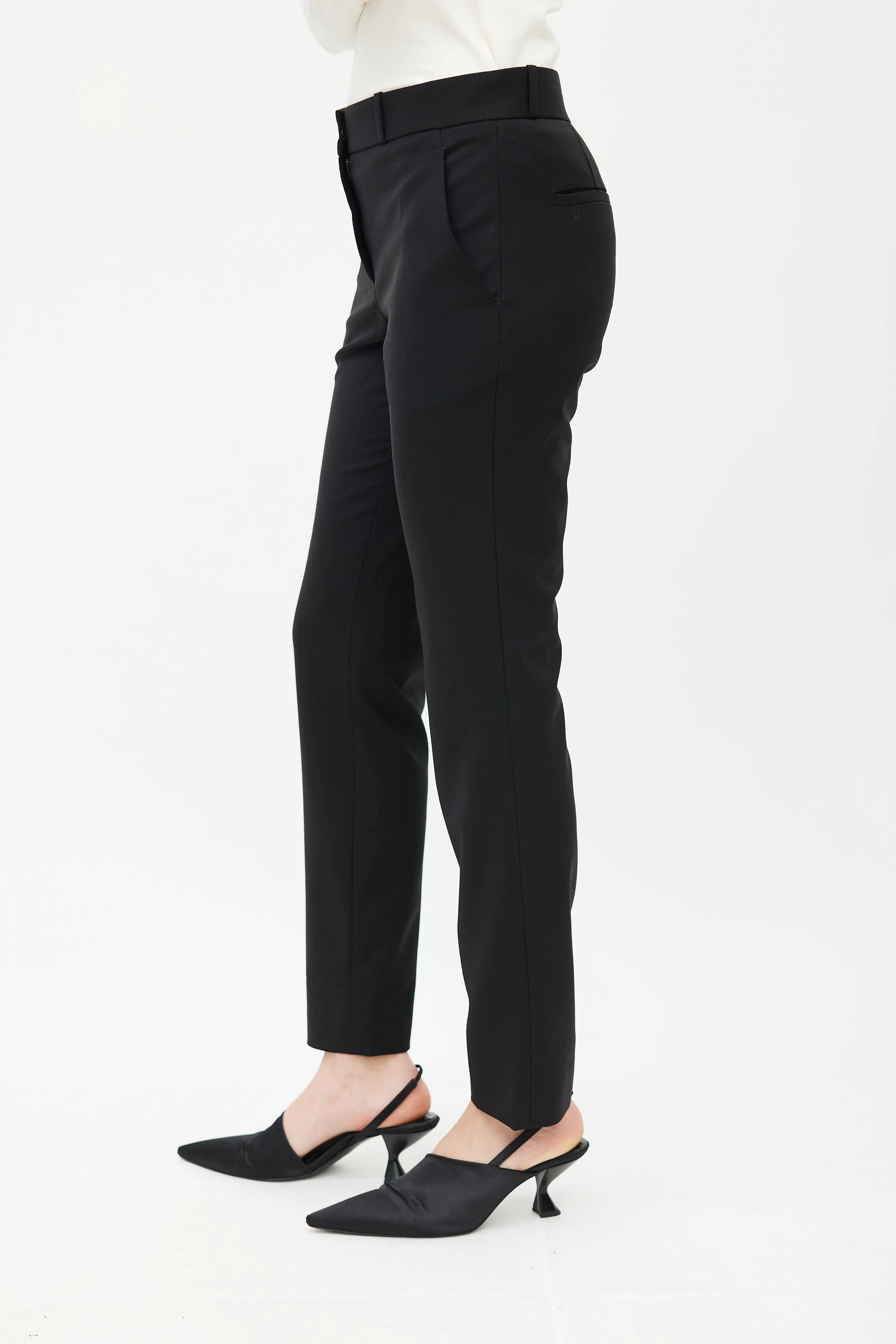 Black Wool Slim Trouser