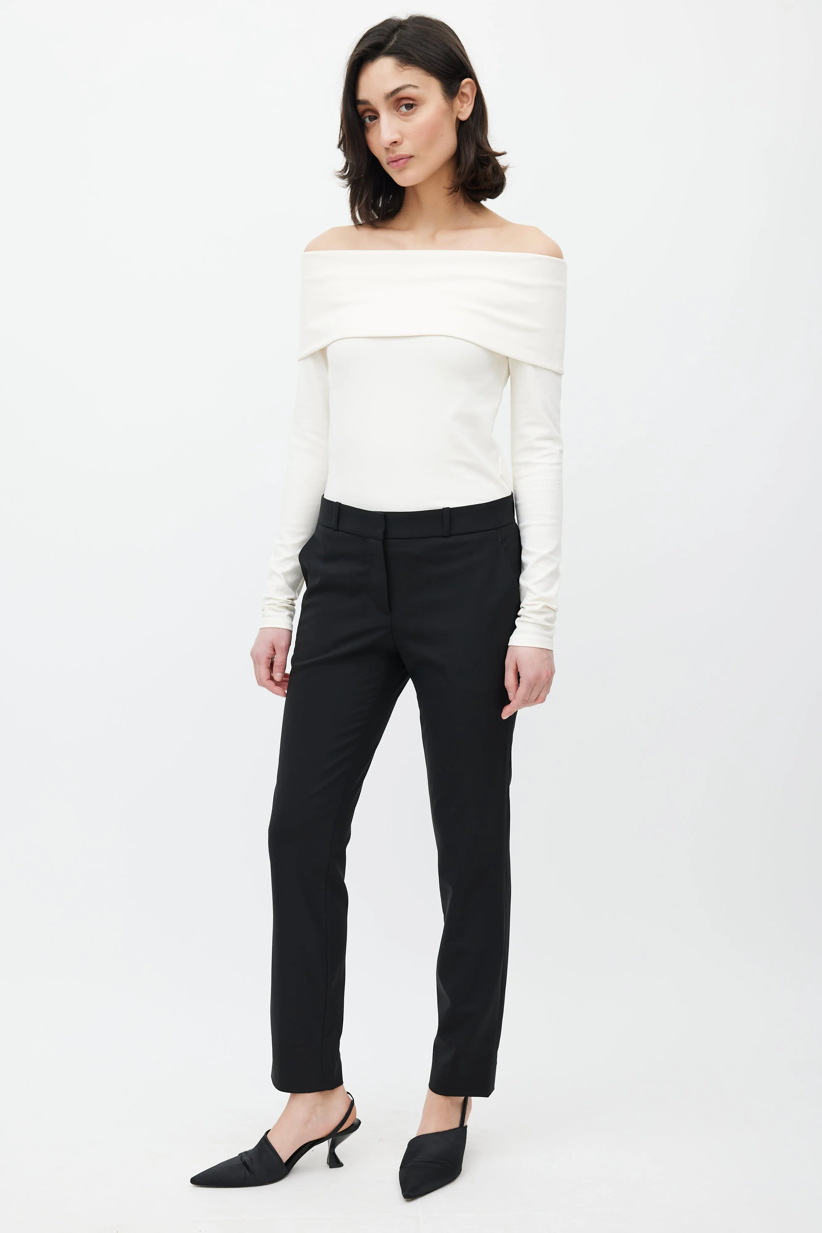 Black Wool Slim Trouser