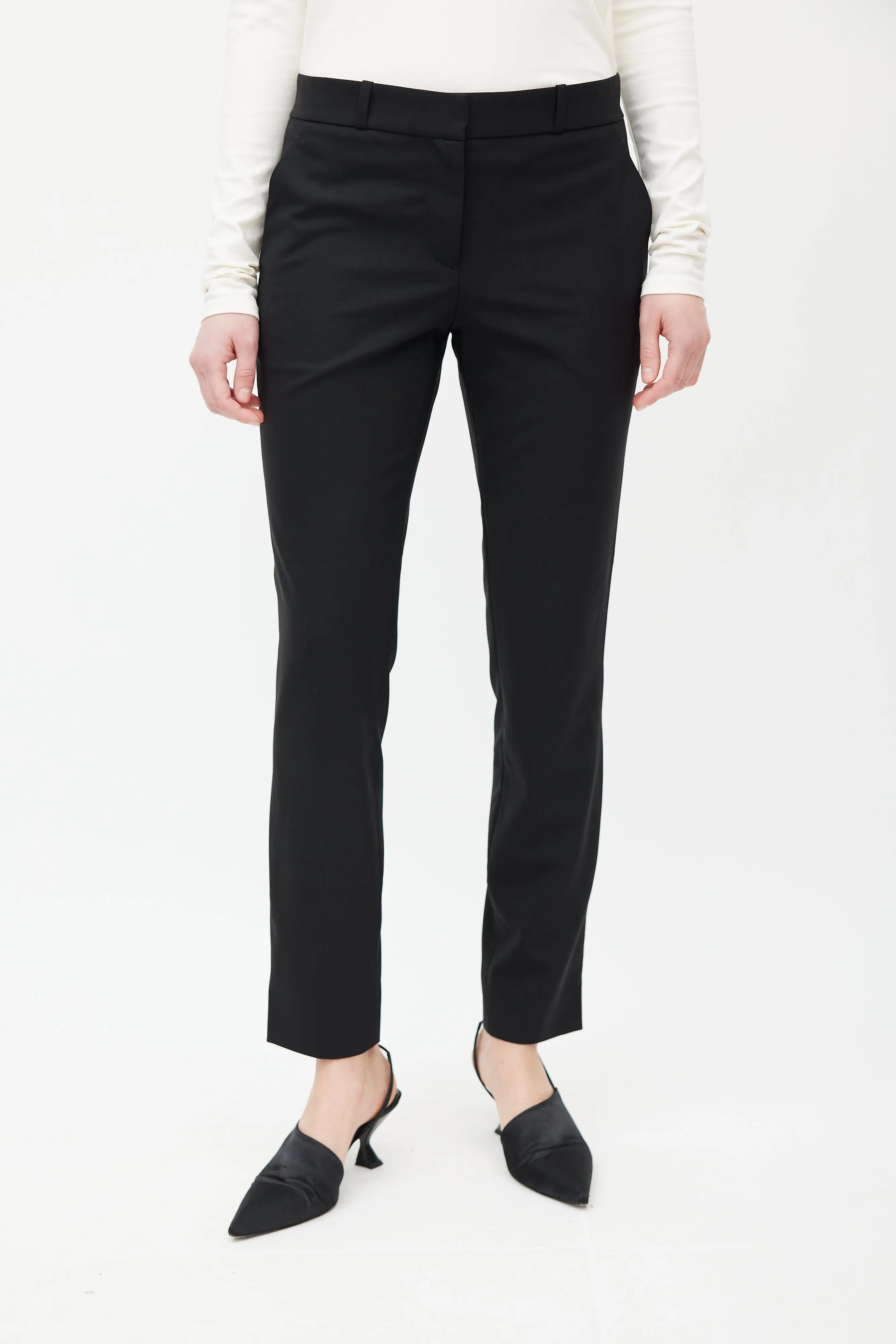 Black Wool Slim Trouser