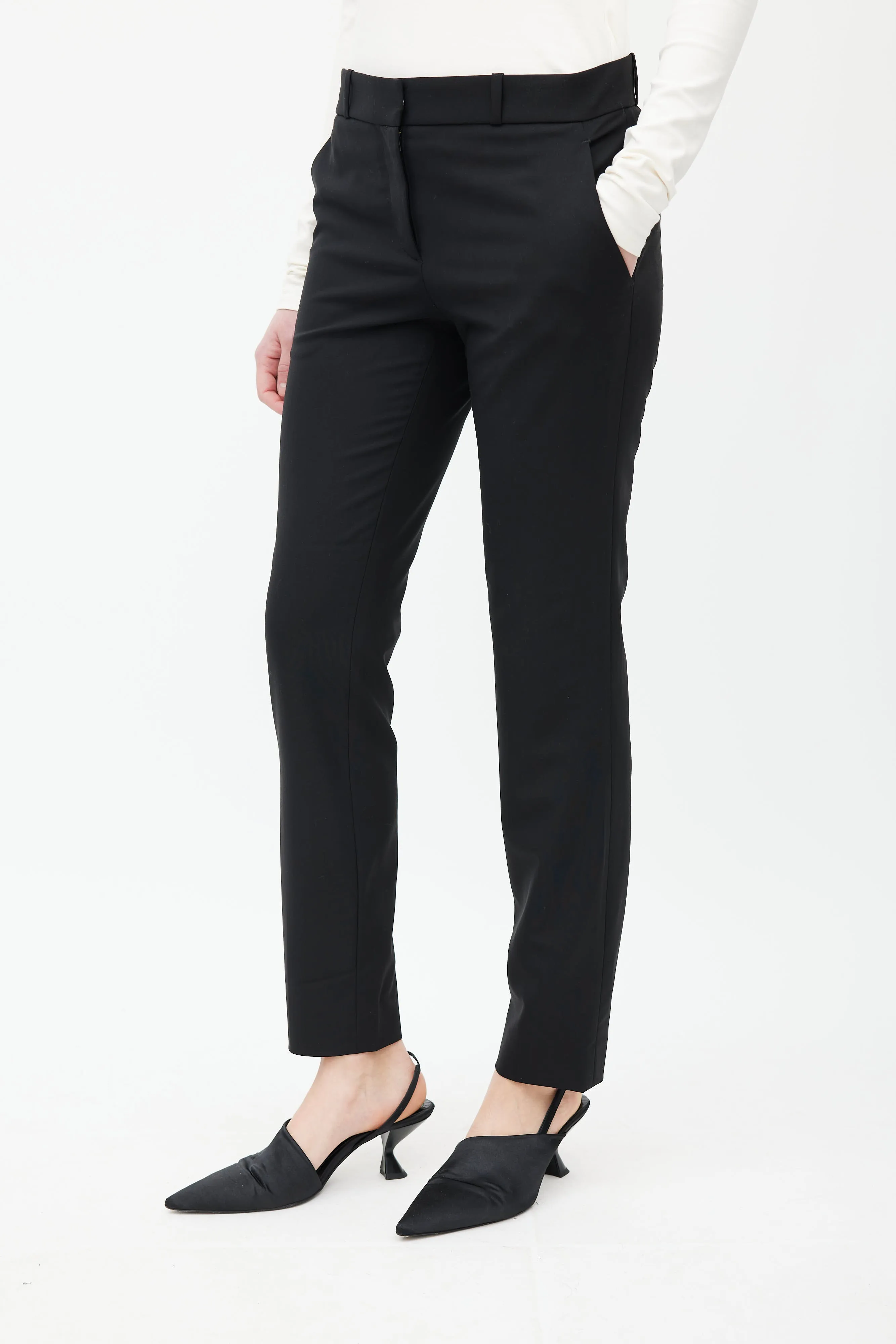 Black Wool Slim Trouser