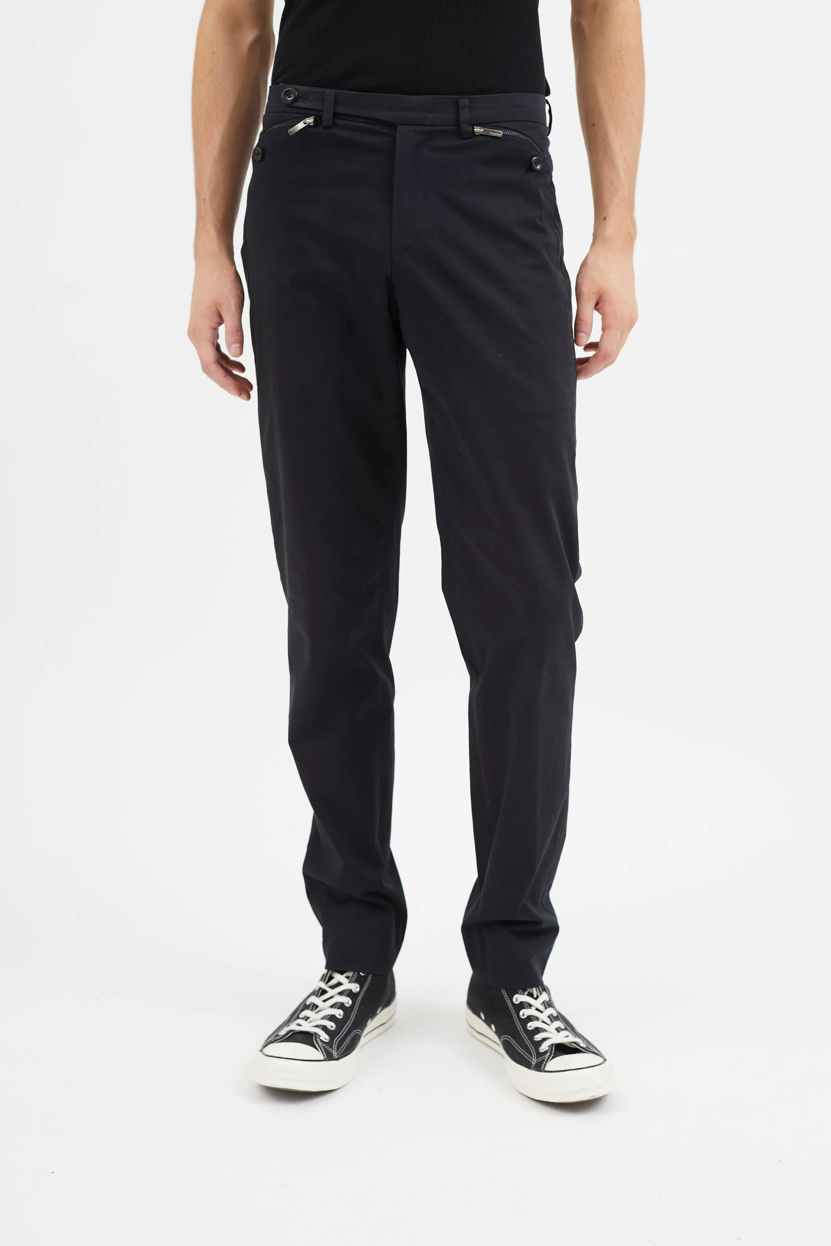 Black Zip Slim Trouser