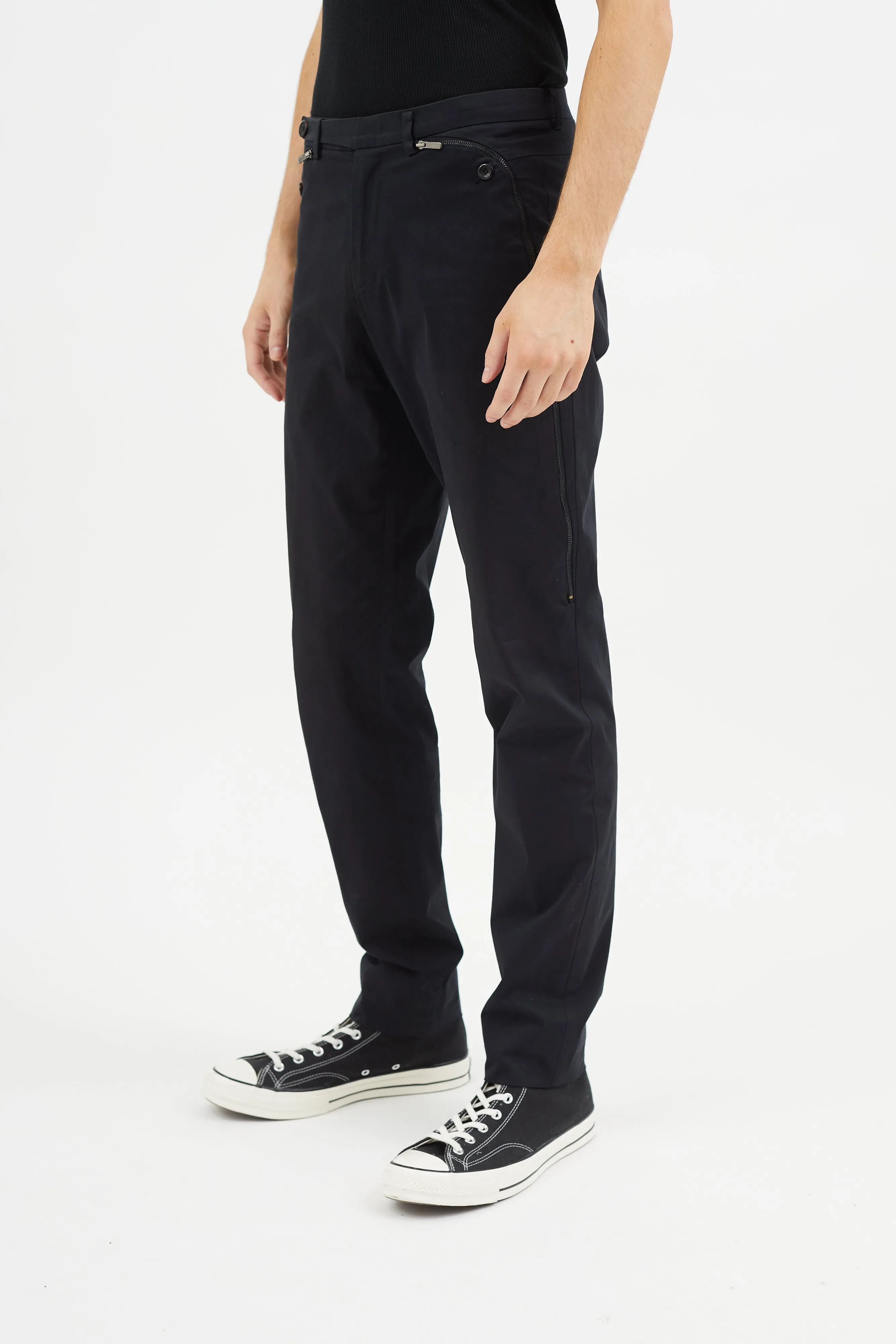 Black Zip Slim Trouser