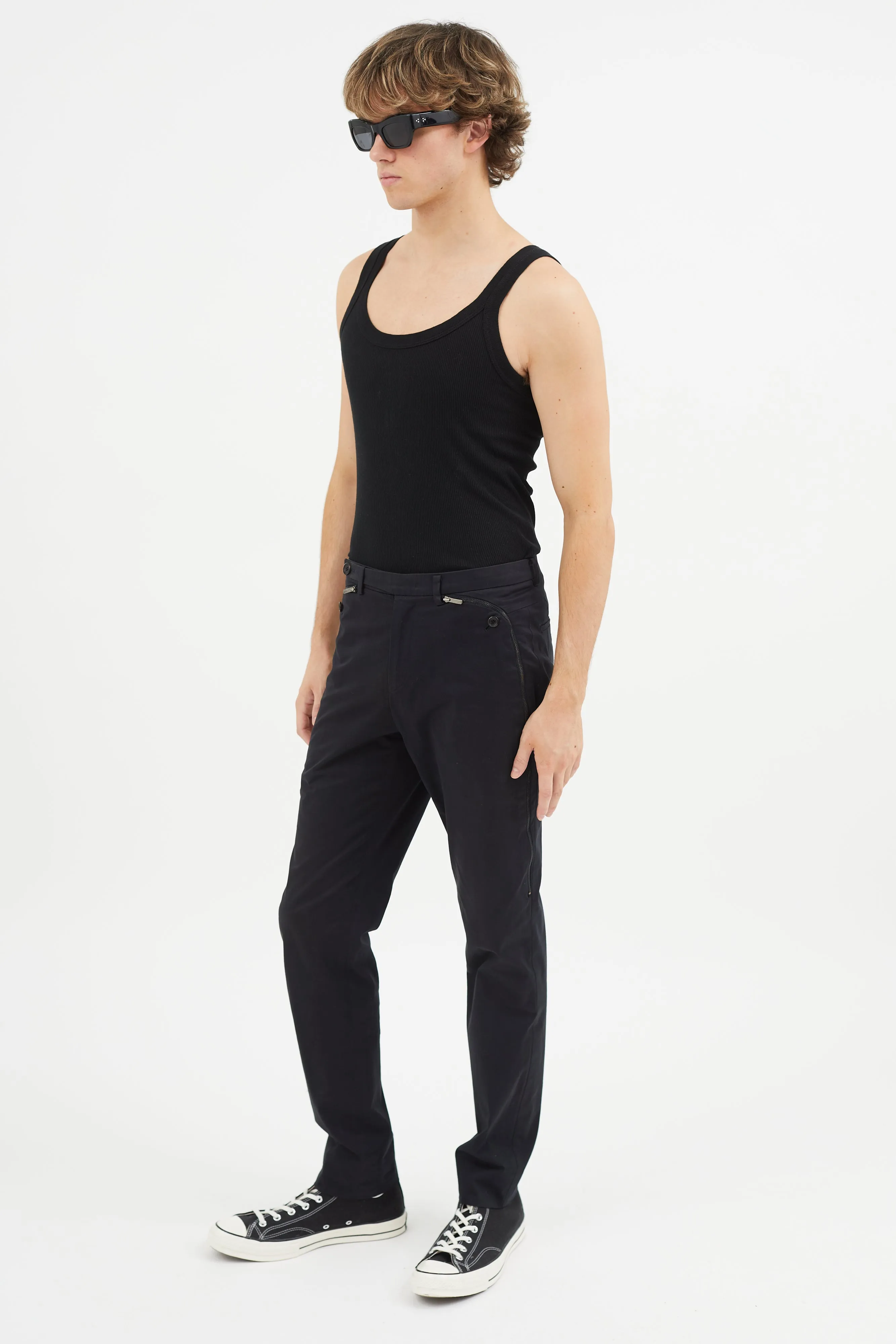 Black Zip Slim Trouser