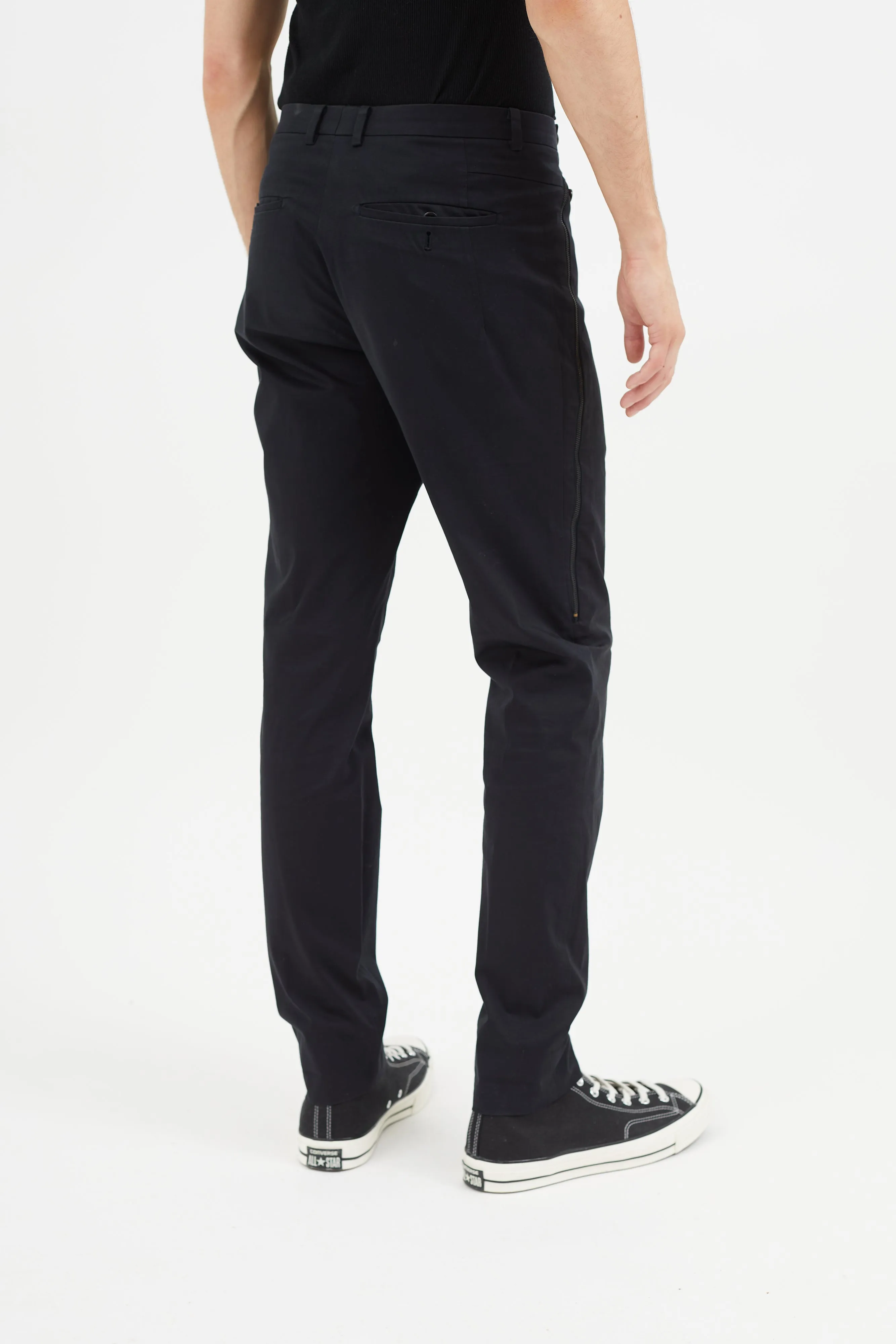 Black Zip Slim Trouser