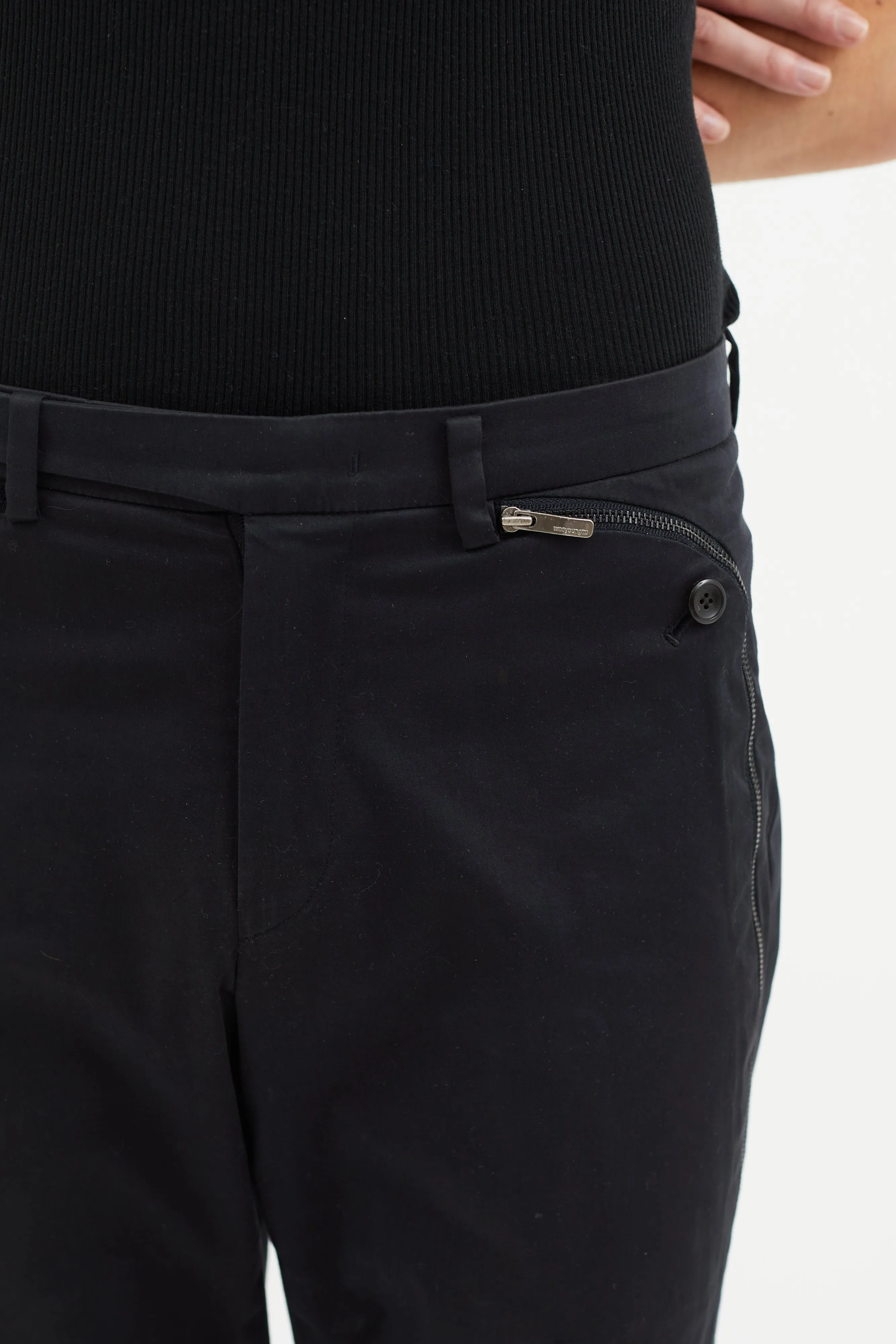 Black Zip Slim Trouser