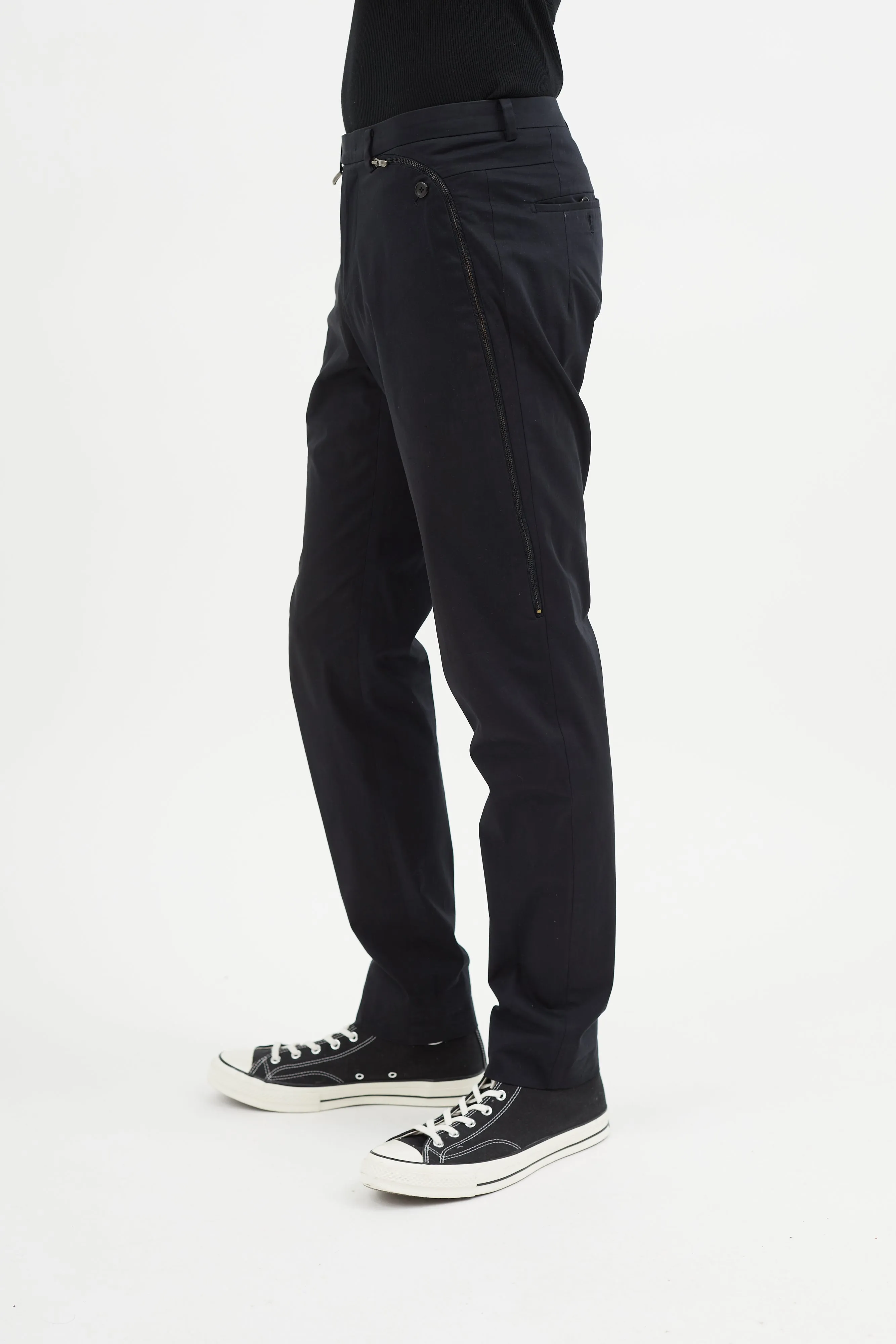 Black Zip Slim Trouser