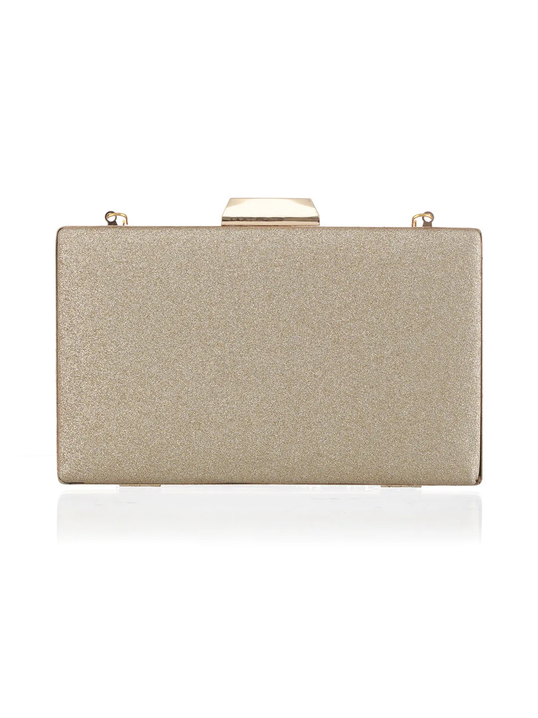 Bow-some Floral Studded Golden Shimmer Clutch