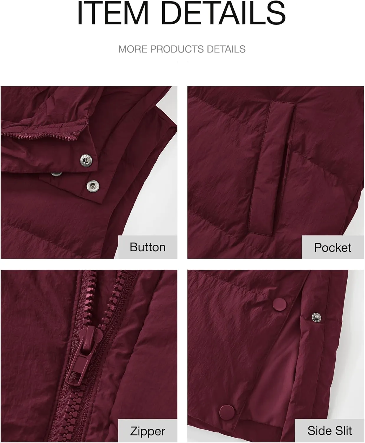 BTFBM Long Puffer Vest Women Quilted Hooded Button Down Zip Up Sleeveless Vests Outerwear Padded Jacket Fall Winter Coat