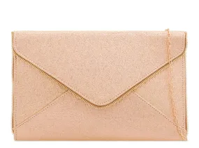 Gold Champagne Glitter Zip Clutch Bag