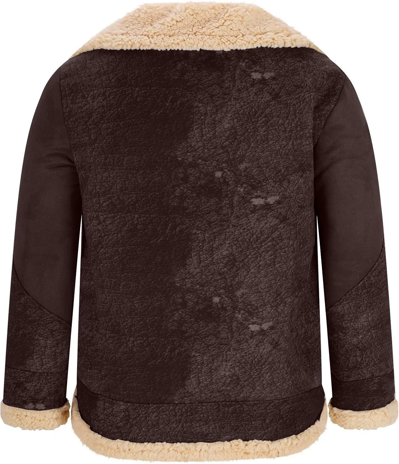 Men's Vintage Faux Suede Jacket Plush Collar Coats Sherpa Fleece Lined Zip Up Motorcycle Jackets Coat Retro Tops