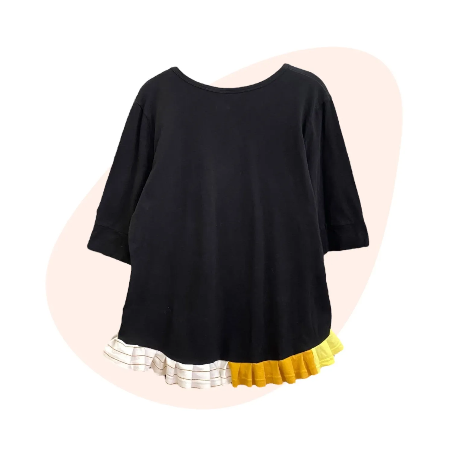 Patchwork Top #39 - Black / Cream / Gold - Size M
