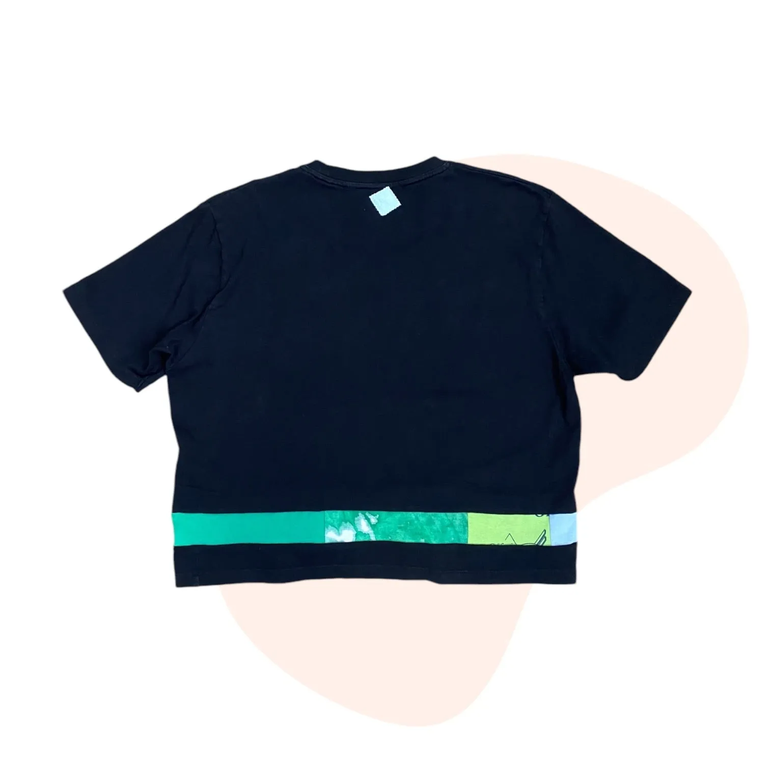 Patchwork Top #40 - Black / Green - Size M