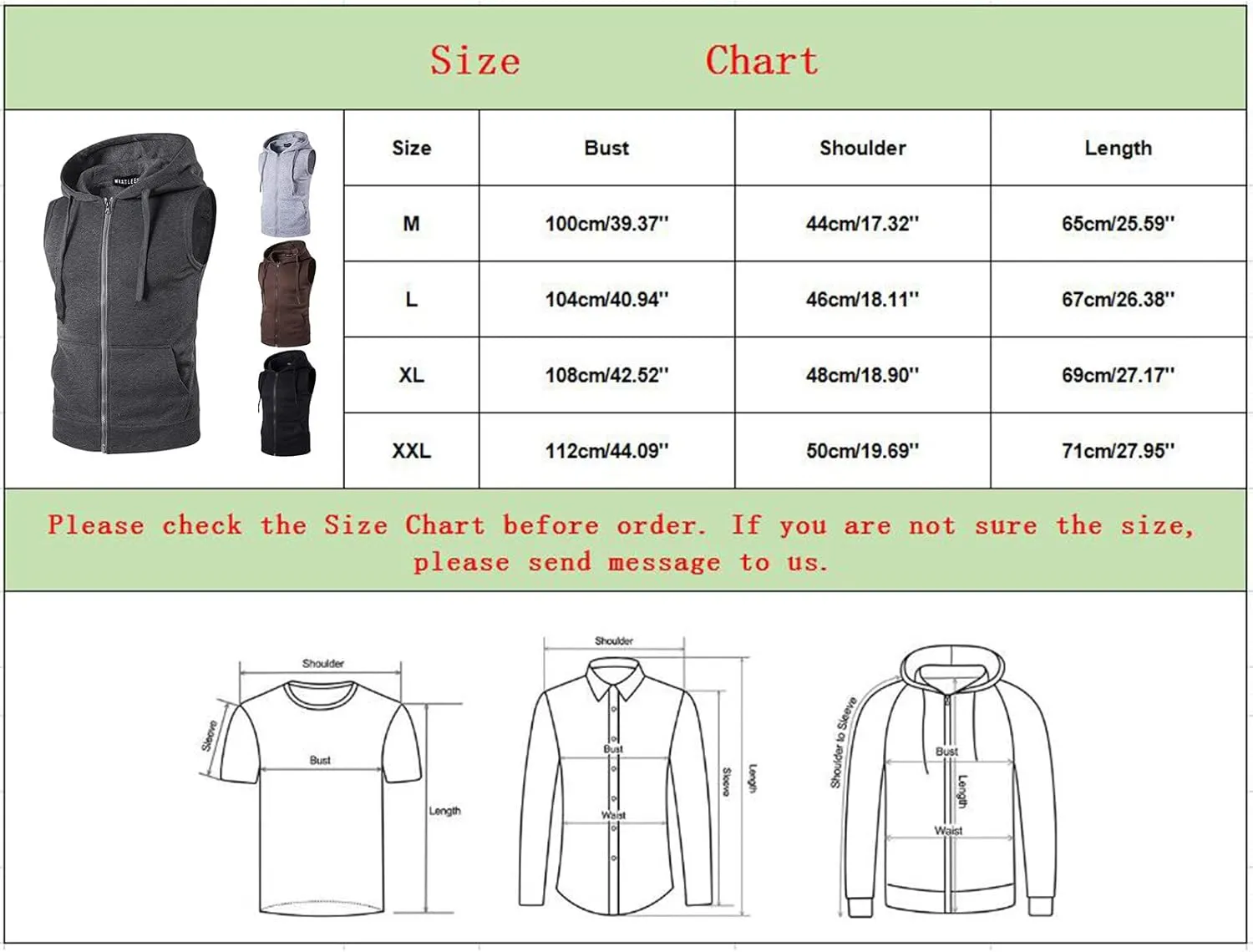 Sleeveless Hoodies for Men Cotton Zipper Casual Summer Workout Gym Muscle Lightweight Athletic Hooded Tank Top Vests