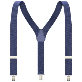 Steel Blue Slim Suspenders for Men & Women Boys & Girls Y-back Shape 1 inch wide