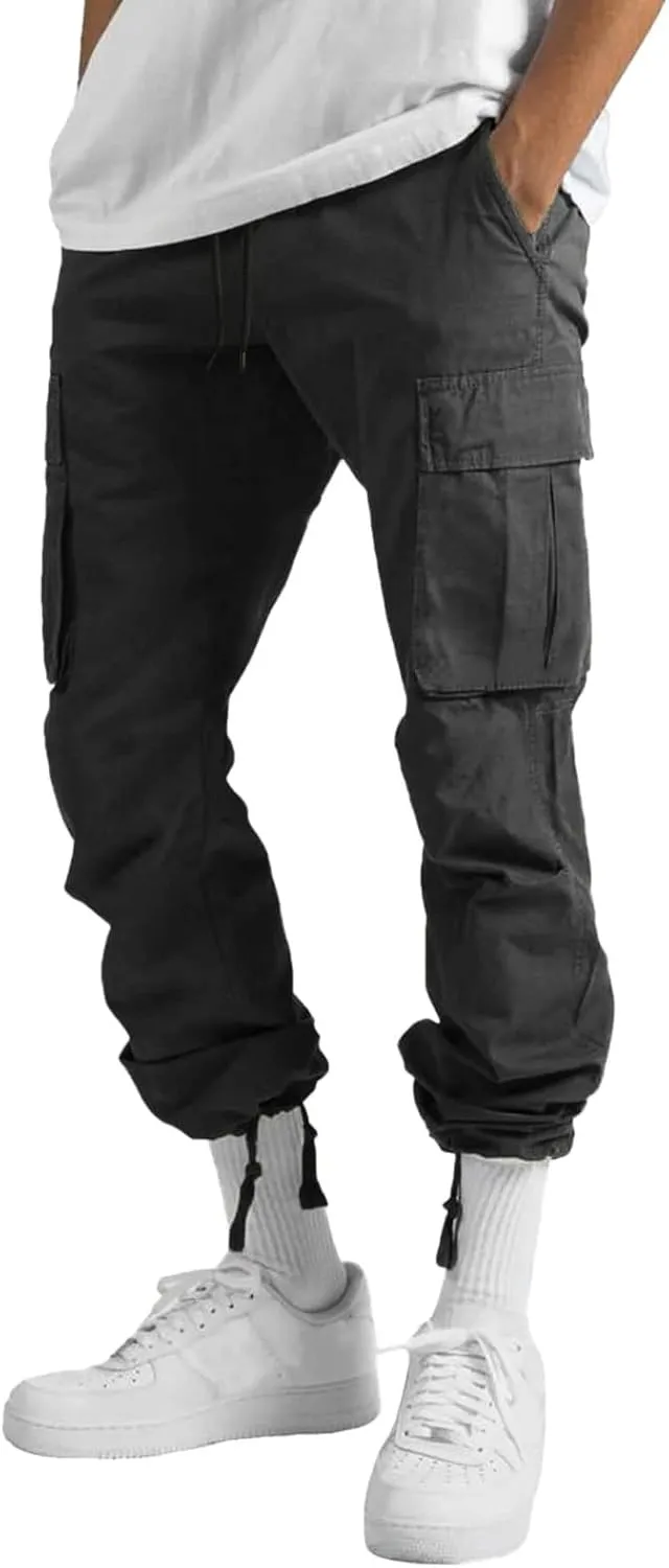 Sweatpants for Men with Pockets Heavyweight Fleece Cargo Sweatpants Stretch Elastic Waist Sports Trousers with Pocket