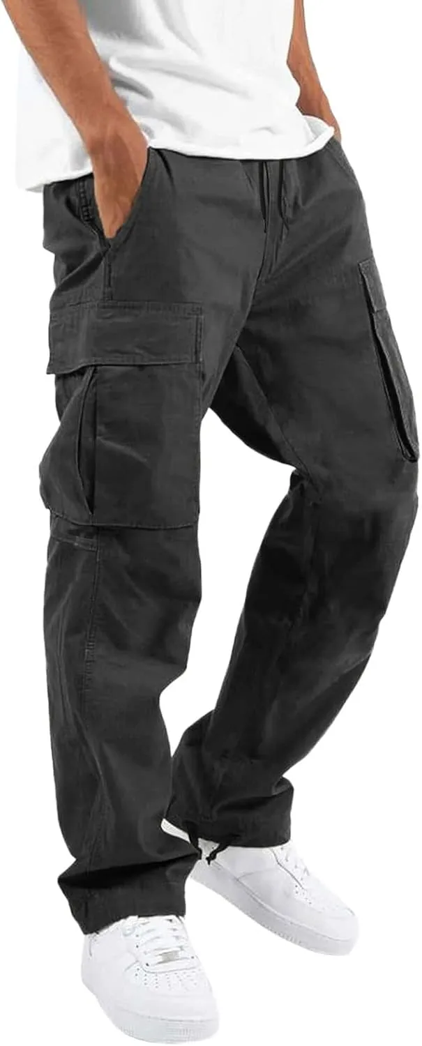 Sweatpants for Men with Pockets Heavyweight Fleece Cargo Sweatpants Stretch Elastic Waist Sports Trousers with Pocket