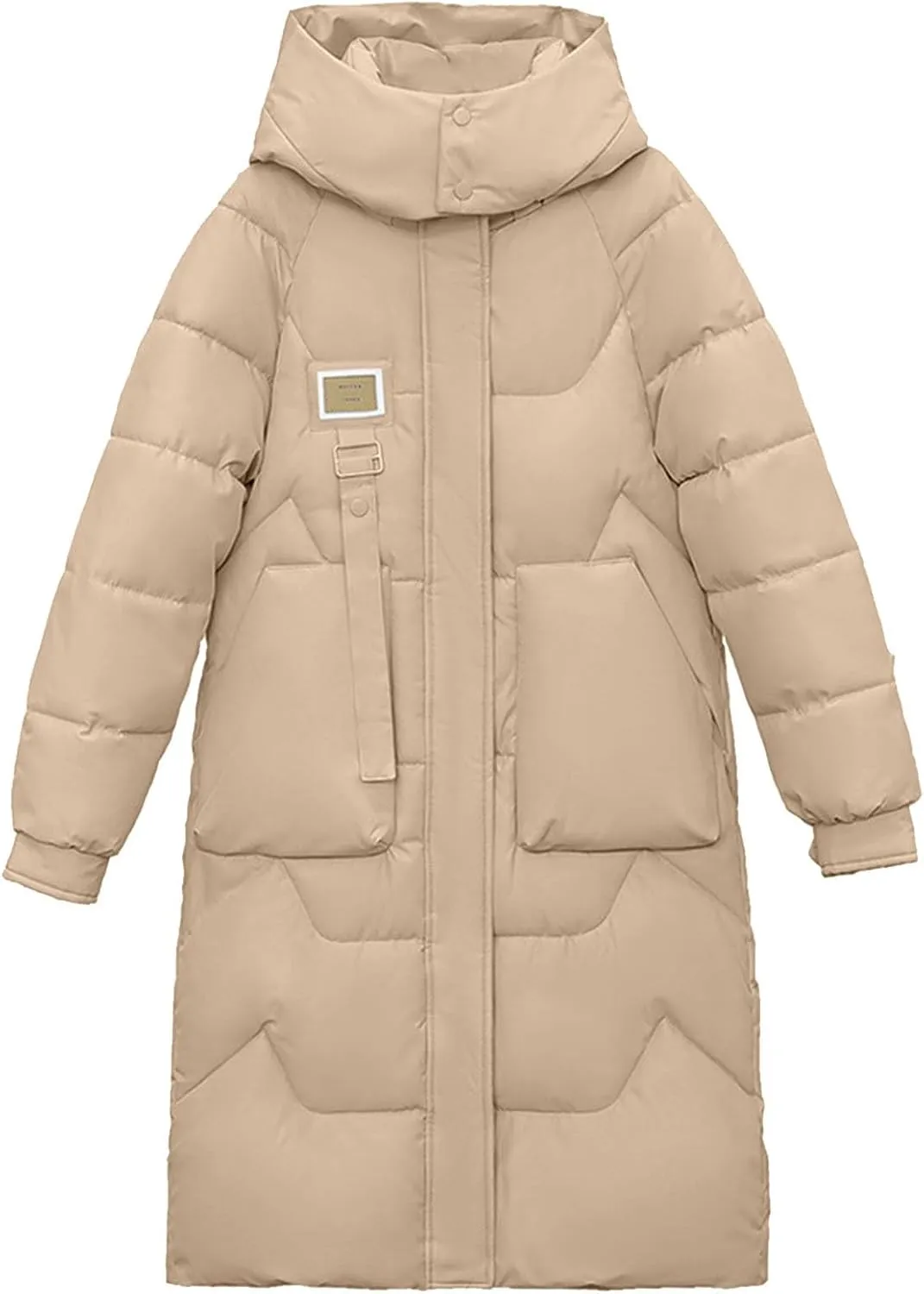 Women's Long Down Jacket Warm Winter Coat Hooded Puffer Jacket Thickened Outerwear Windproof Quilted Jackets Parka