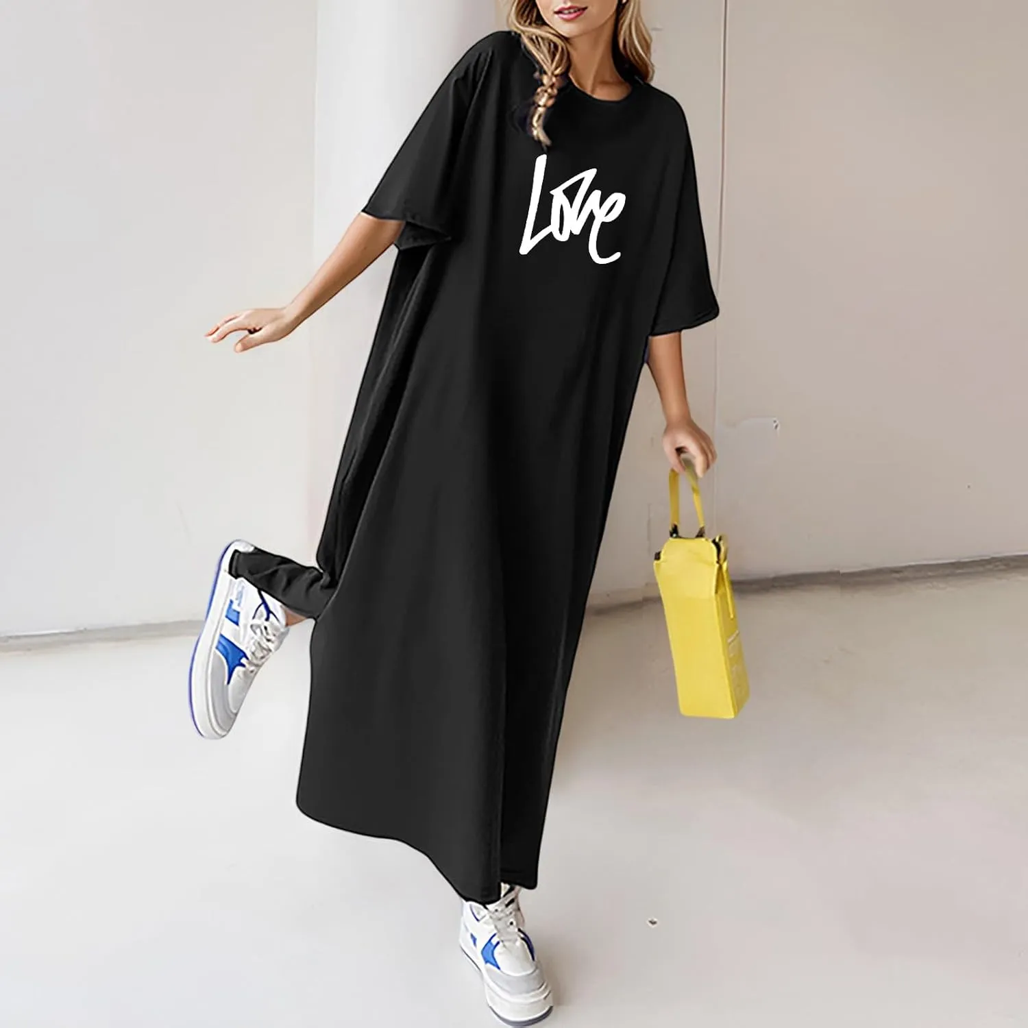 Women's Summer Loose Casual Mama Print Short Sleeve T Shirt Long Dress Women Dresses Formal Evening