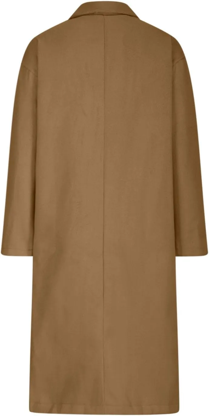Wool Coats for Women Winter Mid-Long Notch Lapel Trench Coat Double-Breasted Classic Fitted Pea Coat Outwear